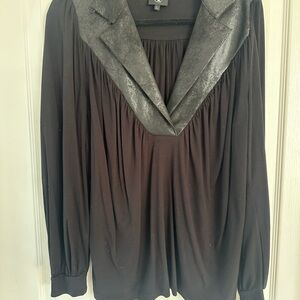 Elegant Black Women's Top with Metallic Collar